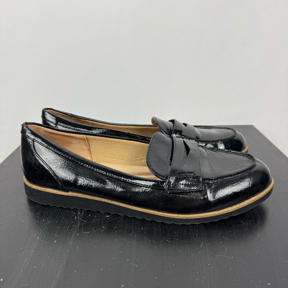 Abella Loafer Shoes Womens 8M Black Patent Leather Casual Work Slip On Comfort